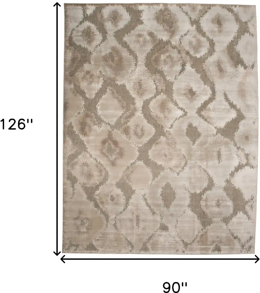 Taupe and Ivory Abstract Power Loom Worn Faded Area Rug Photo 3