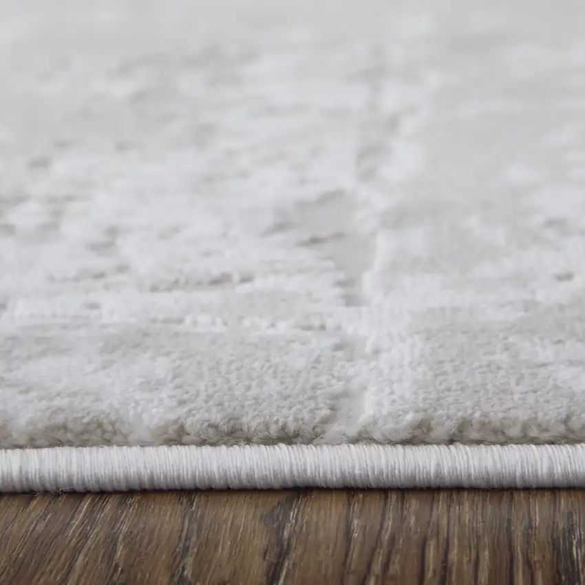 Taupe and Ivory Abstract Power Loom Worn Faded Area Rug Photo 9