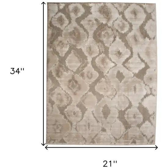 Taupe and Ivory Abstract Power Loom Worn Faded Area Rug Photo 3