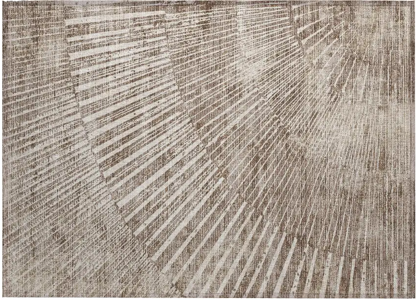 Taupe and Ivory Abstract Washable Non Skid Indoor Outdoor Area Rug Photo 2