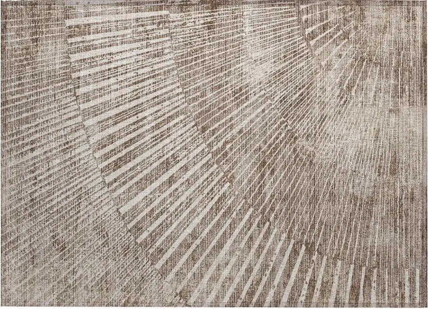 Taupe and Ivory Abstract Washable Non Skid Indoor Outdoor Area Rug Photo 2