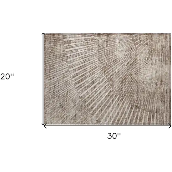 Taupe and Ivory Abstract Washable Non Skid Indoor Outdoor Area Rug Photo 3