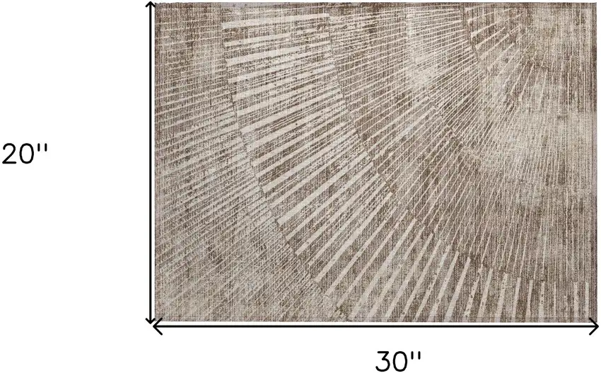 Taupe and Ivory Abstract Washable Non Skid Indoor Outdoor Area Rug Photo 3