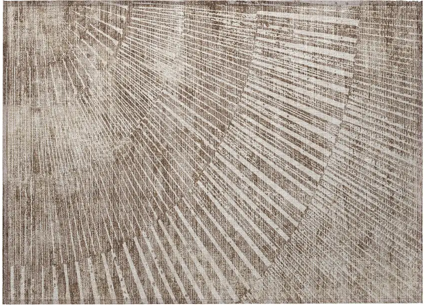 Taupe and Ivory Abstract Washable Non Skid Indoor Outdoor Area Rug Photo 4