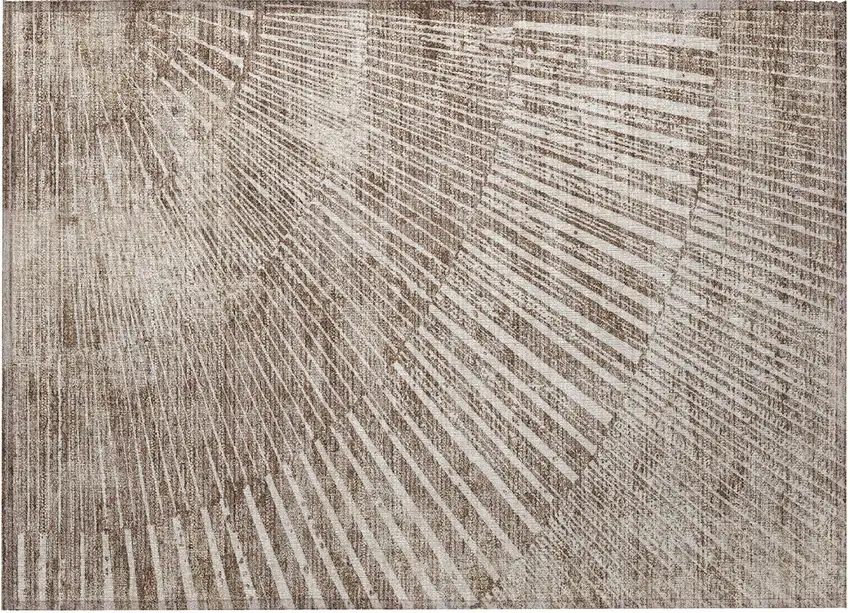 Taupe and Ivory Abstract Washable Non Skid Indoor Outdoor Area Rug Photo 4