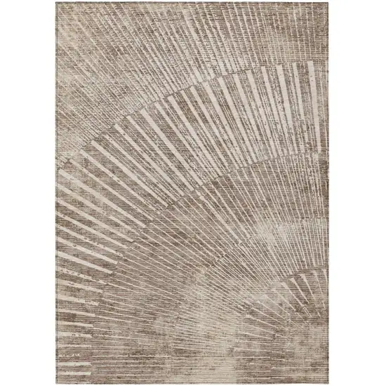 Taupe and Ivory Abstract Washable Non Skid Indoor Outdoor Area Rug Photo 2