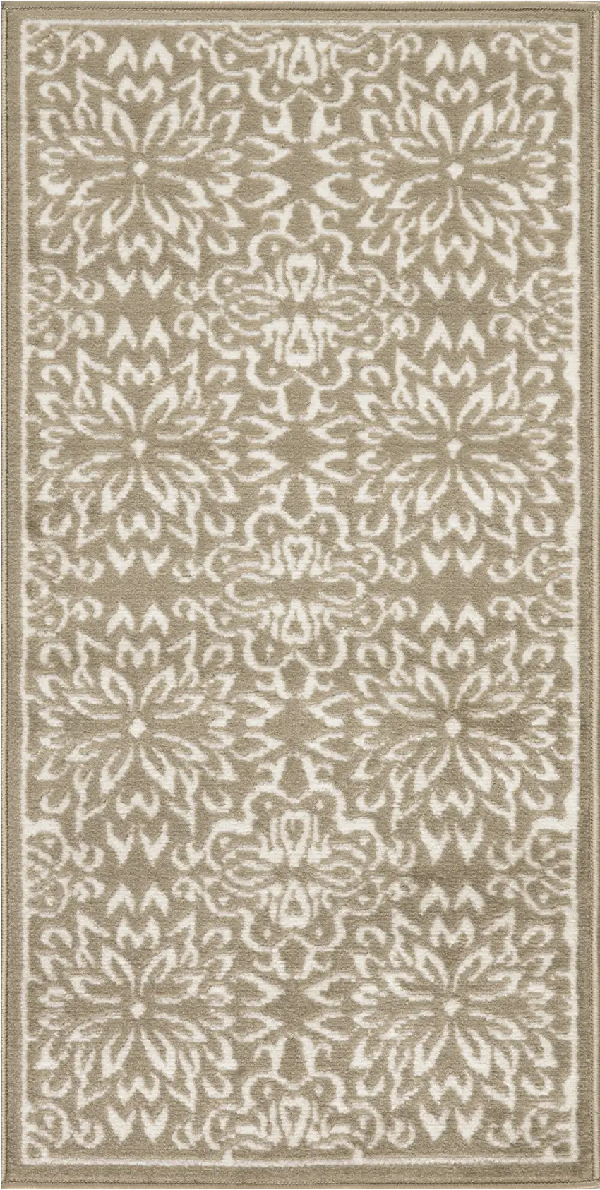 Taupe and Ivory Floral Area Rug Photo 1