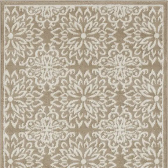 Taupe and Ivory Floral Area Rug Photo 5