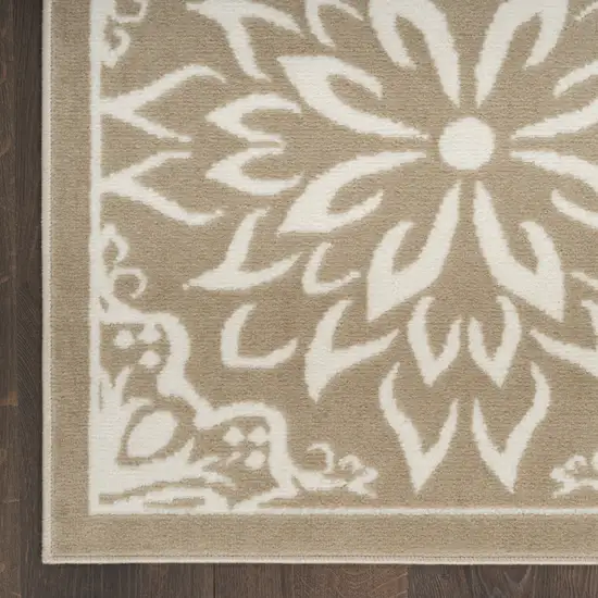 Taupe and Ivory Floral Area Rug Photo 8