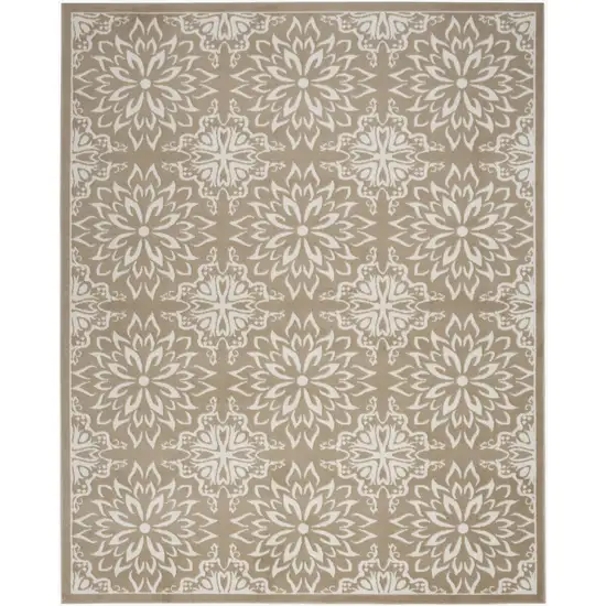 Taupe and Ivory Floral Non Skid Area Rug Photo 9