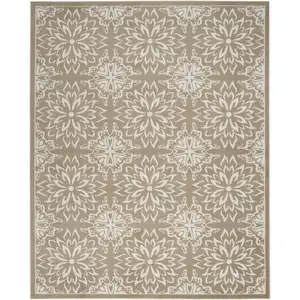 Photo of Taupe and Ivory Floral Non Skid Area Rug