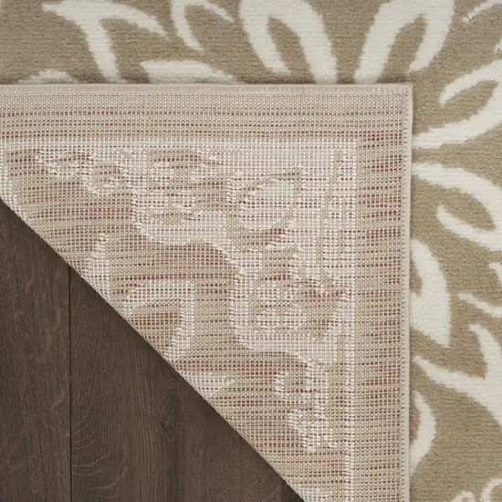 Taupe and Ivory Floral Non Skid Area Rug Photo 9