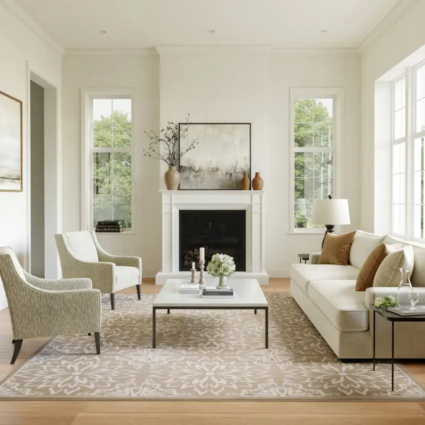 Taupe and Ivory Floral Non Skid Area Rug Photo 3