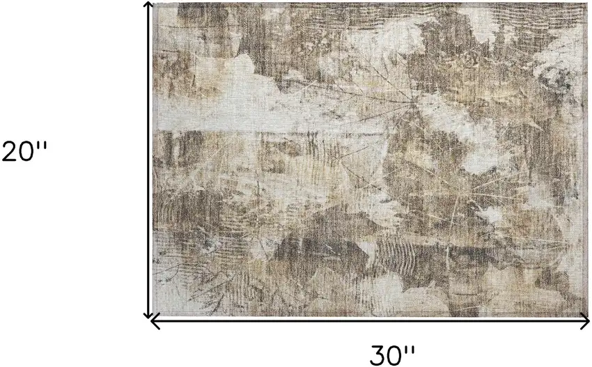 Taupe and Ivory Floral Washable Non Skid Indoor Outdoor Area Rug Photo 3