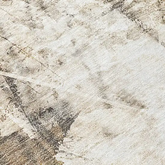 Taupe And Ivory Floral Washable Indoor Outdoor Area Rug Photo 8