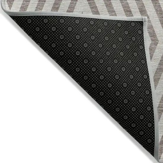 Taupe and Ivory Geometric Washable Non Skid Indoor Outdoor Area Rug Photo 6