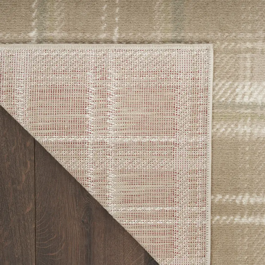 Taupe and Ivory Plaid Area Rug Photo 3