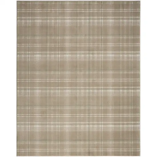 Taupe and Ivory Plaid Area Rug Photo 1