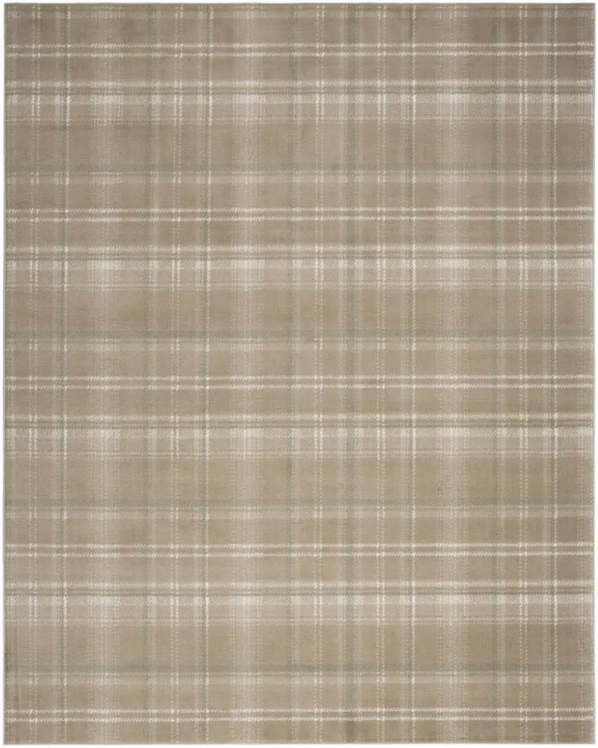 Taupe and Ivory Plaid Area Rug Photo 1