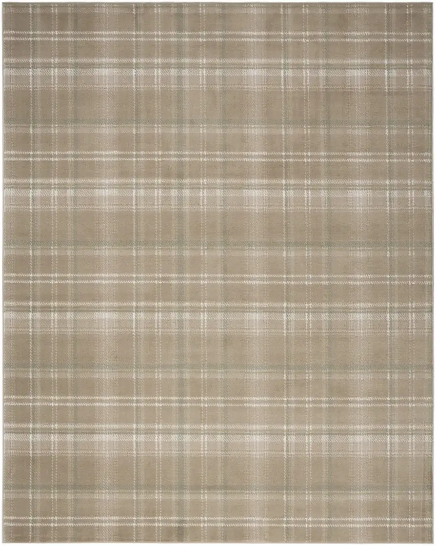 Taupe and Ivory Plaid Area Rug Photo 2