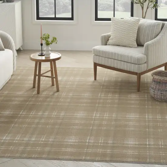 Taupe and Ivory Plaid Area Rug Photo 4