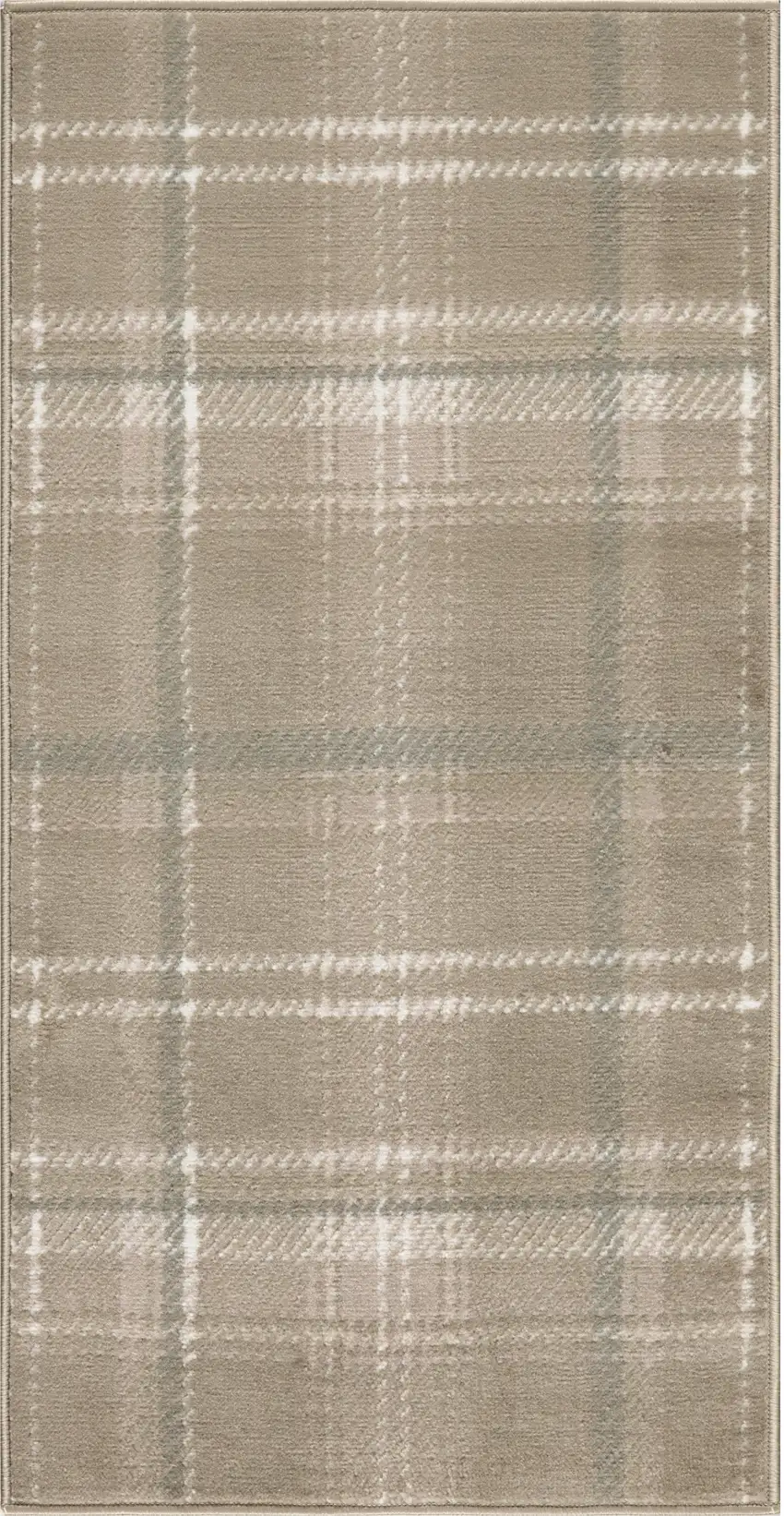Taupe and Ivory Plaid Area Rug Photo 1