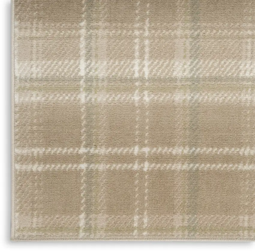 Taupe and Ivory Plaid Area Rug Photo 6