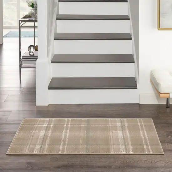 Taupe and Ivory Plaid Area Rug Photo 4
