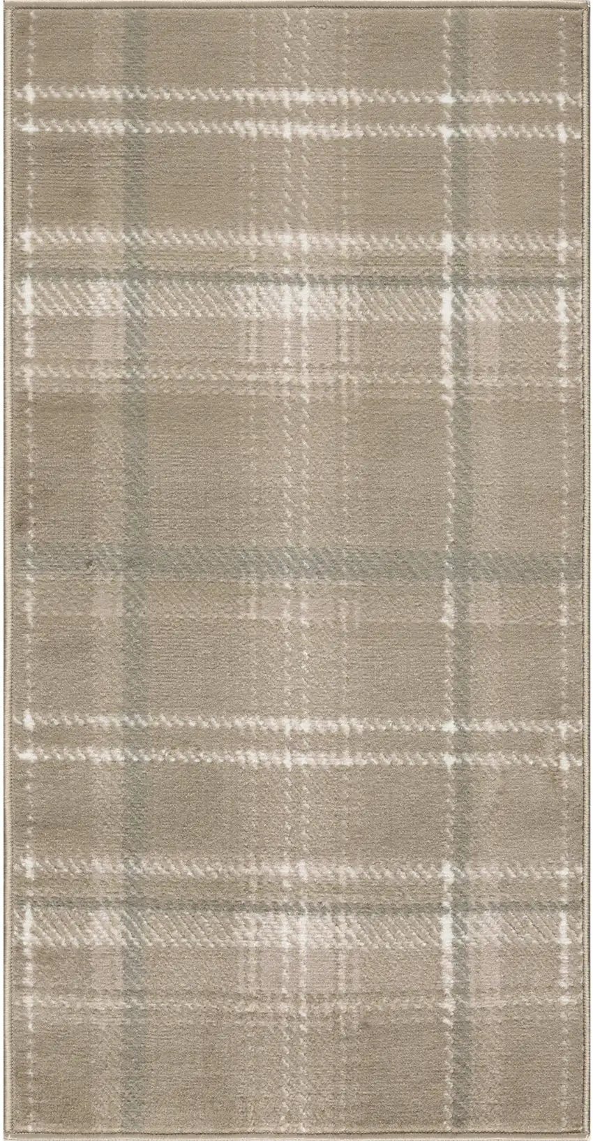 Taupe and Ivory Plaid Area Rug Photo 4