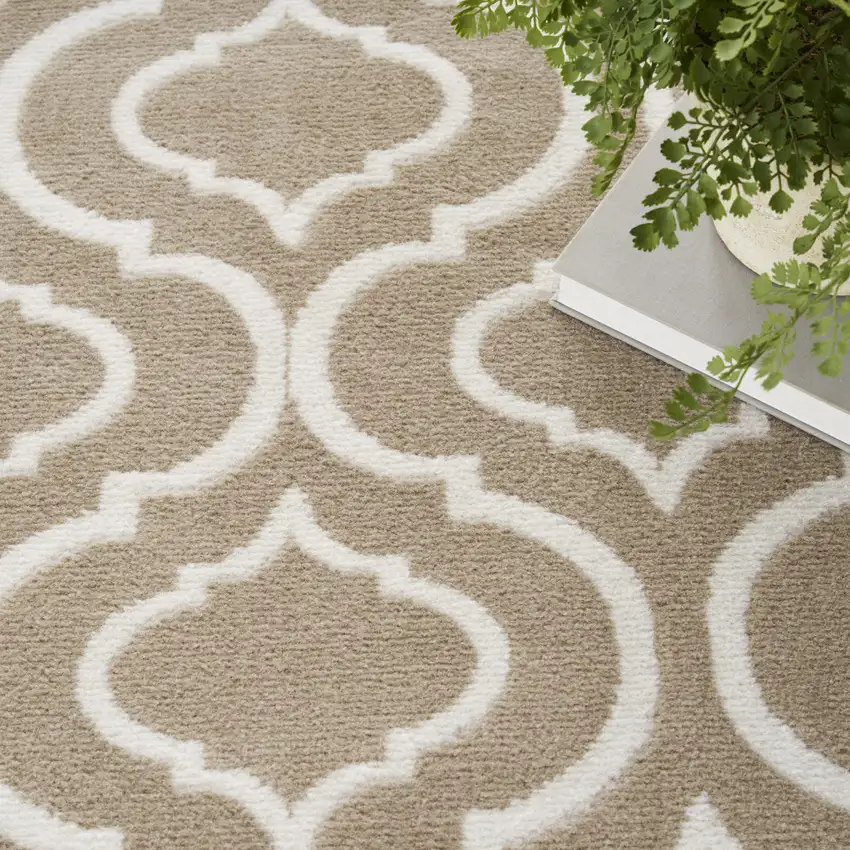 Taupe and Ivory Trellis Non Skid Area Rug Photo 9