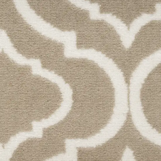 Taupe and Ivory Trellis Non Skid Area Rug Photo 4
