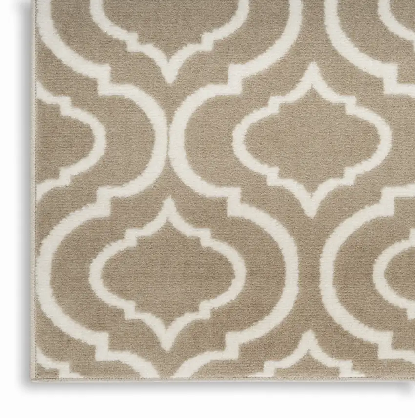 Taupe and Ivory Trellis Non Skid Area Rug Photo 8