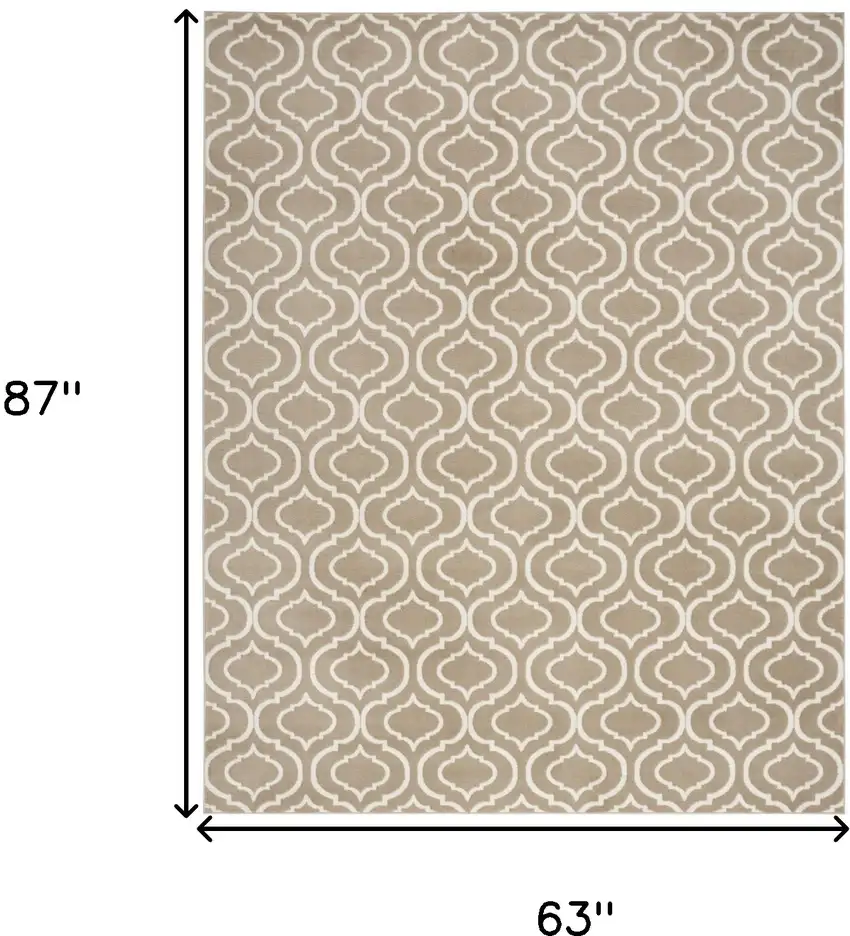 Taupe and Ivory Trellis Non Skid Area Rug Photo 3