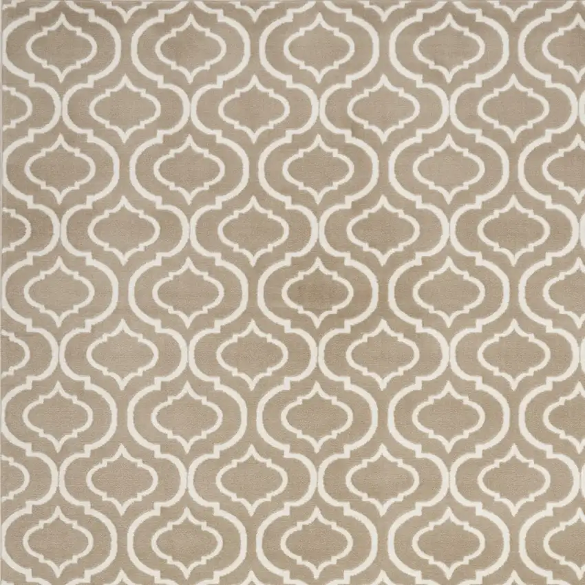 Taupe and Ivory Trellis Non Skid Area Rug Photo 5