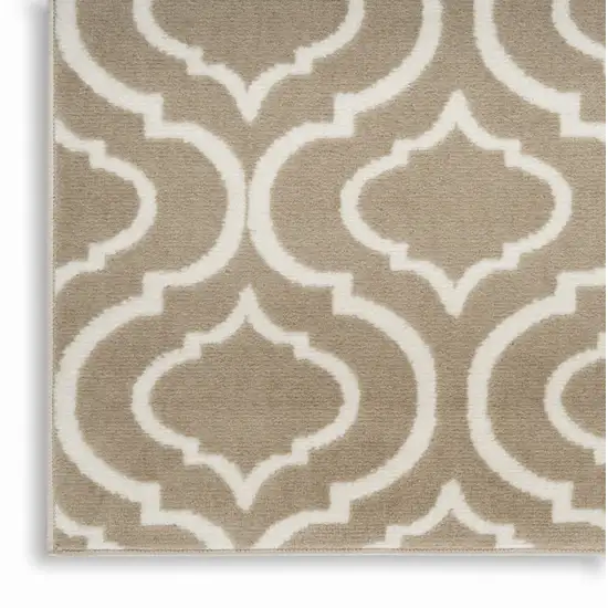 Taupe and Ivory Trellis Non Skid Area Rug Photo 8