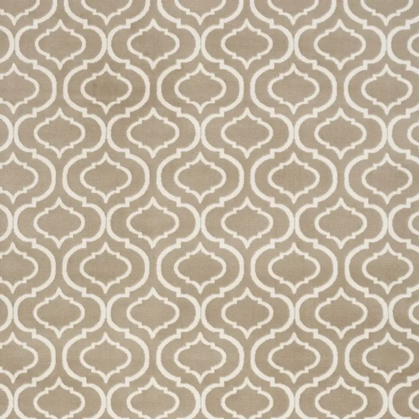 Taupe and Ivory Trellis Non Skid Area Rug Photo 5