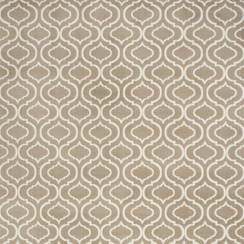 Taupe and Ivory Trellis Non Skid Area Rug Photo 6