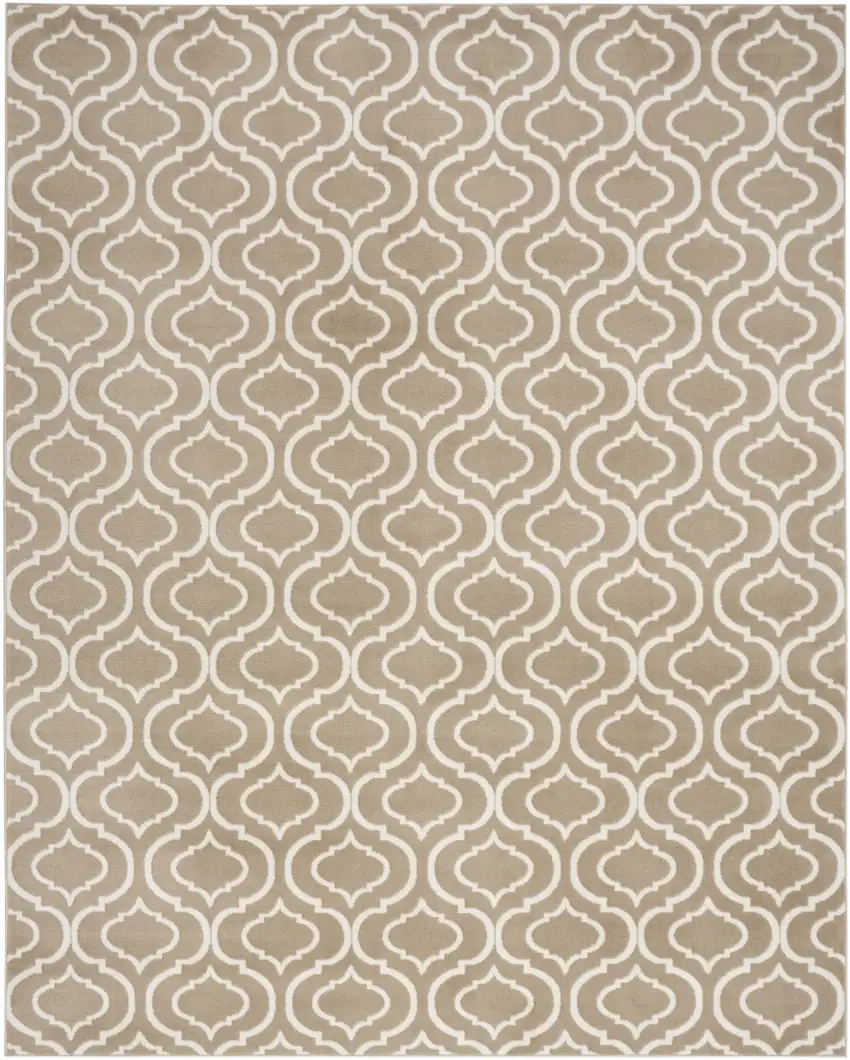 Taupe and Ivory Trellis Non Skid Area Rug Photo 2