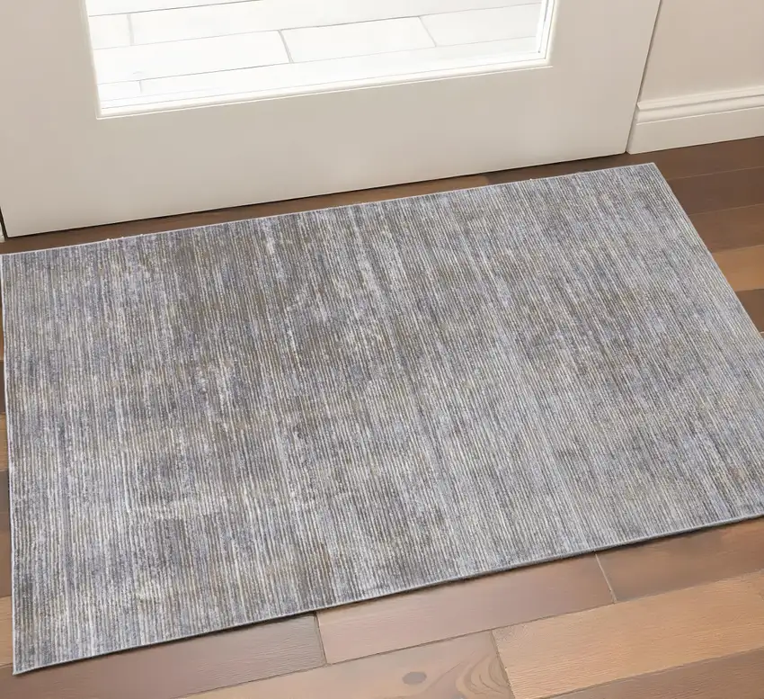 Taupe Silver And Tan Abstract Distressed Area Rug Photo 1
