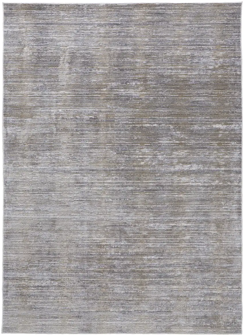 Taupe and Silver Abstract Power Loom Worn Faded Area Rug Photo 2