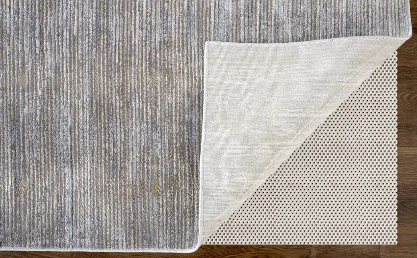 Taupe and Silver Abstract Power Loom Worn Faded Area Rug Photo 5