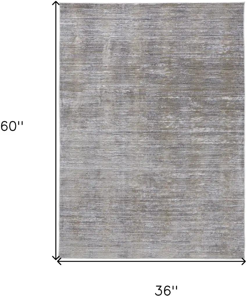 Taupe and Silver Abstract Power Loom Worn Faded Area Rug Photo 3