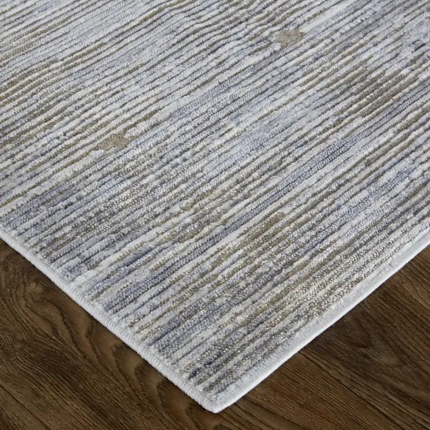 Taupe and Silver Abstract Power Loom Worn Faded Area Rug Photo 6