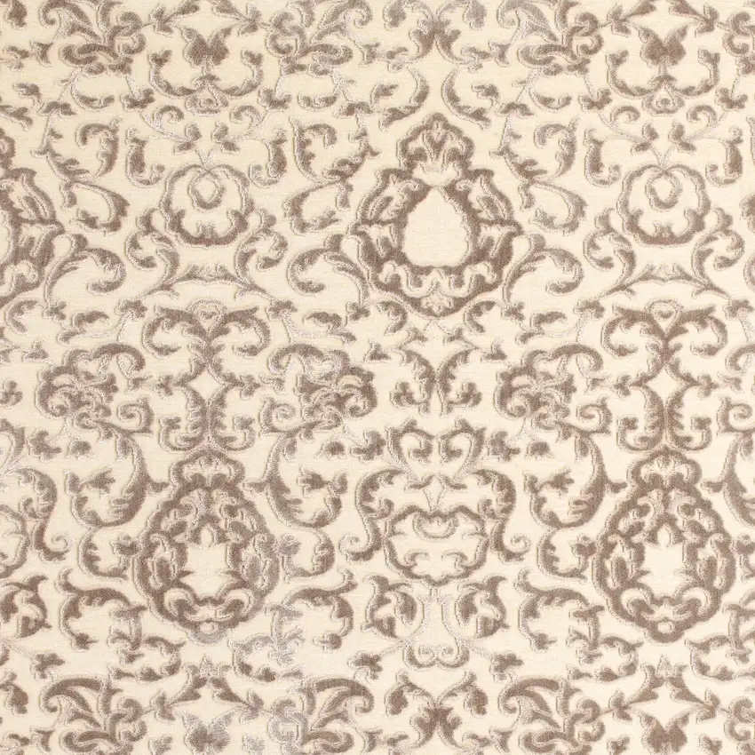 Taupe and Tan Floral Power Loom Area Rug Photo 8