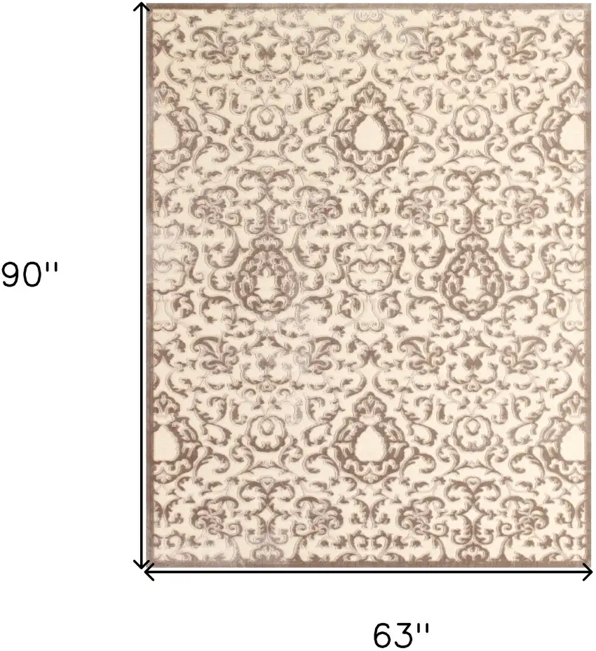 Taupe and Tan Floral Power Loom Area Rug Photo 3