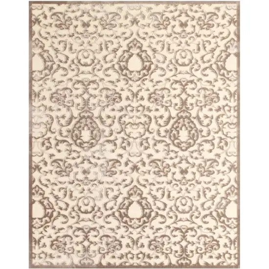 Taupe and Tan Floral Power Loom Area Rug Photo 2