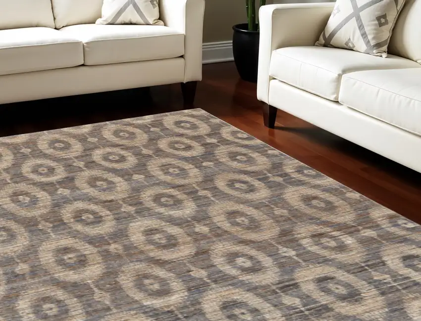 Taupe and Tan Geometric Hand Woven Area Rug Photo 1