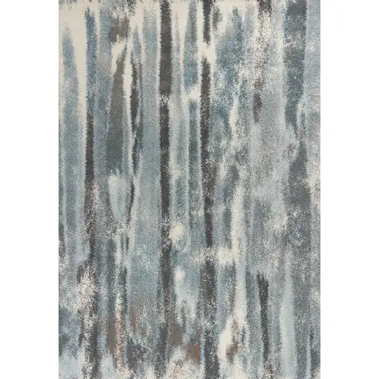 Teal Blue And White Abstract Area Rug Photo 2