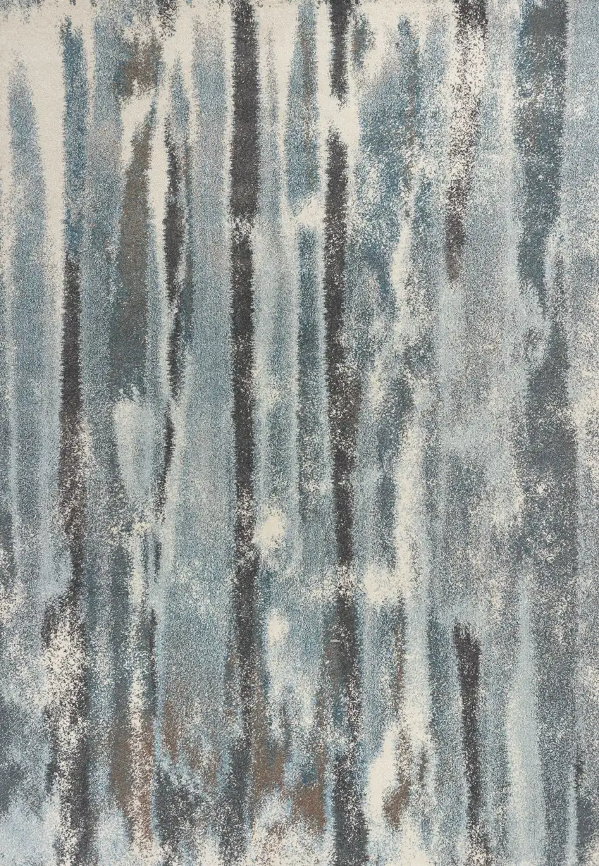 Teal Blue And White Abstract Area Rug Photo 2