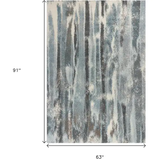 Teal Blue And White Abstract Area Rug Photo 3